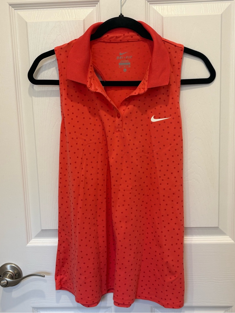 Nike Red Sleeveless Dri-FIT Polo Tank with Dot Pattern #1012